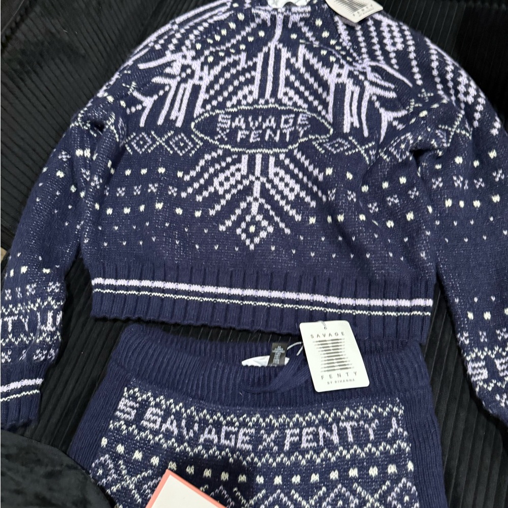 Savage X Fenty Navy and White Knit Set